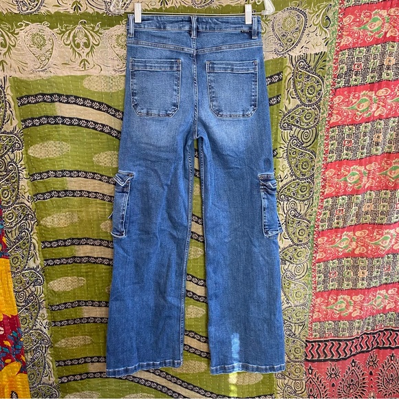 Risen Jeans Dark Stone Wash High-Rise Wide Leg Cargo Jeans Size 27 Y2K Revival - Picture 9 of 16